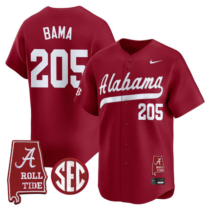 Men's Alabama Crimson Tide 2025 Vapor Baseball Jersey - Alabama Map - All Stitched