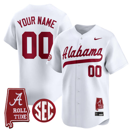 Alabama Crimson Tide 2025 Vapor Baseball Custom Jersey - Alabama Map - All Stitched