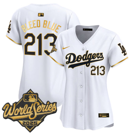 Women's Dodgers 2025 World Series Gold Trim Vapor Premier Limited Jersey - All Stitched