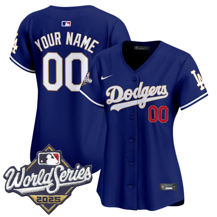Dodgers 2025 World Series Gold Trim Vapor Premier Limited Custom Jersey - All Stitched