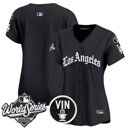 Women's Dodgers 2025 World Series Vapor Premier Limited Jersey - LA Gothic Edition - All Stitched