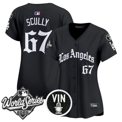 Women's Dodgers 2025 World Series Vapor Premier Limited Jersey - LA Gothic Edition - All Stitched