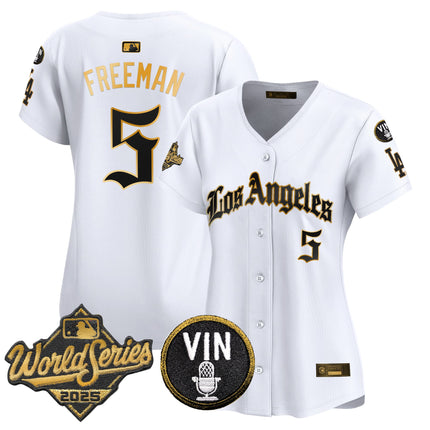 Women's Dodgers 2025 World Series Vapor Premier Limited Jersey - LA Gothic Edition - All Stitched
