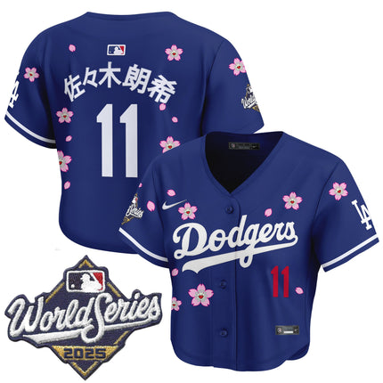 Women's Dodgers 2025 World Series x Tokyo Series Crop Top Baseball Jersey - All Stitched