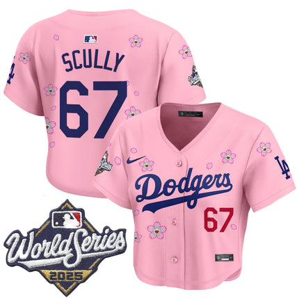 Women's Dodgers 2025 World Series x Tokyo Series Crop Top Baseball Jersey - All Stitched