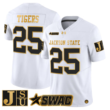 Men's Jackson State Tigers 2025 Gold Vapor Limited Jersey - All Stitched