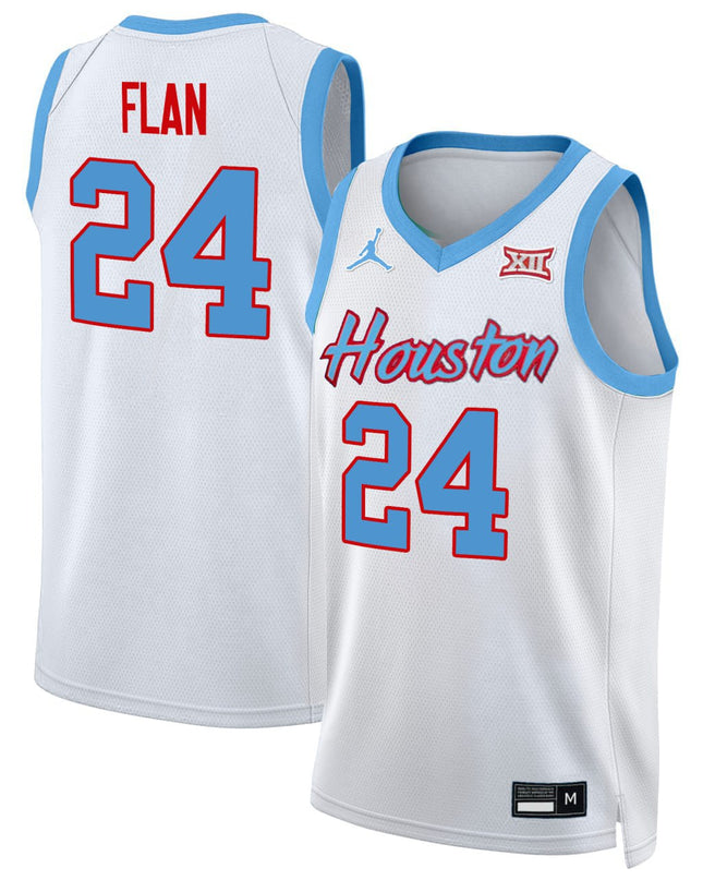White Houston Cougars Basketball Jersey - All Stitched