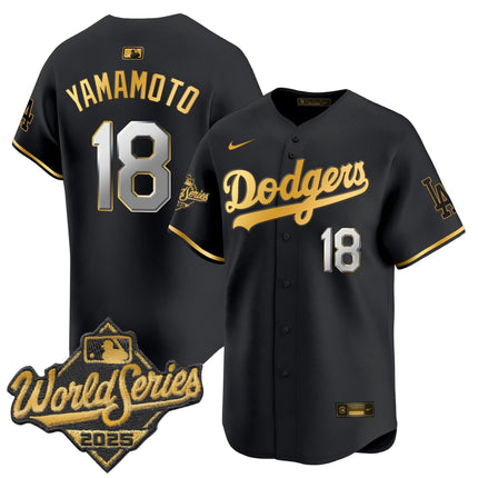 Men's Dodgers 2025 World Series Gold Trim Vapor Premier Limited Jersey - All Stitched