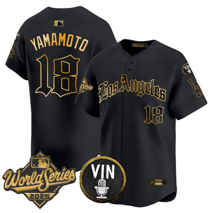Men's Dodgers 2025 World Series Vapor Premier Limited Jersey - LA Gothic Edition - All Stitched