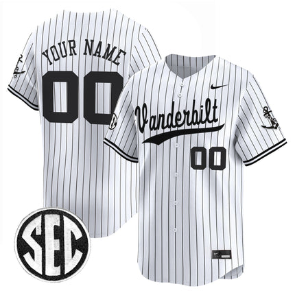 Vanderbilt Commodores 2025 Vapor Baseball Custom Jersey - All Stitched