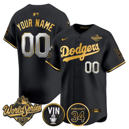 Dodgers 2025 World Series Vapor Premier Limited Custom Jersey - Vin Scully & Fernando Patch - All Stitched