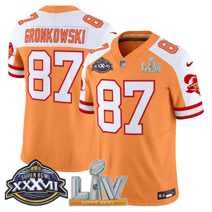 Men's Tampa Bay Buccaneers Super Bowl XXXVII & Super Bowl LV Patch Throwback Vapor Limited Jersey - All Stitched