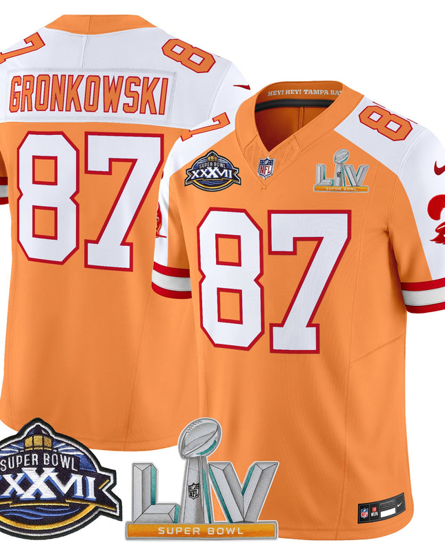 Men's Tampa Bay Buccaneers Super Bowl XXXVII & Super Bowl LV Patch Throwback Vapor Limited Jersey - All Stitched