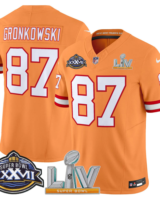 Men's Tampa Bay Buccaneers Super Bowl XXXVII & Super Bowl LV Patch Throwback Vapor Limited Jersey - All Stitched