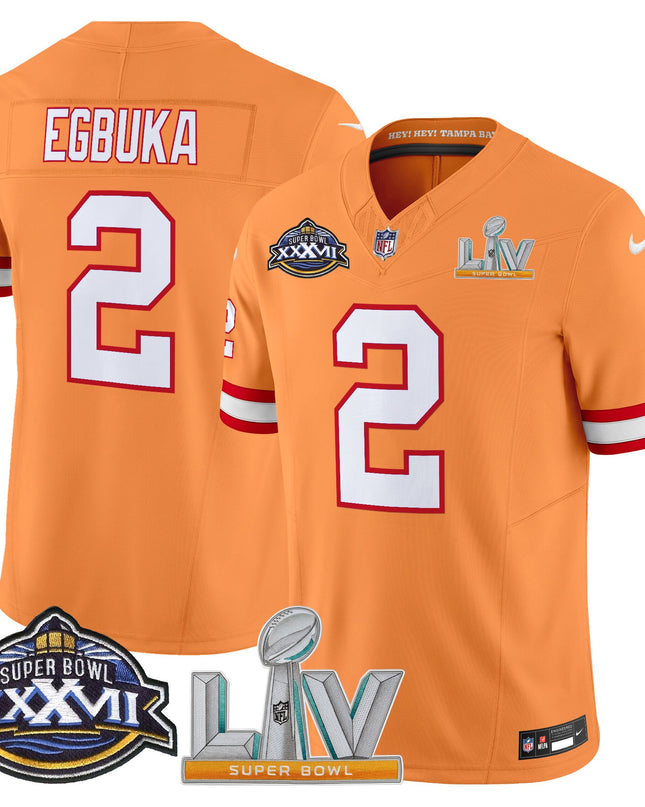 Men's Tampa Bay Buccaneers Super Bowl XXXVII & Super Bowl LV Patch Throwback Vapor Limited Jersey - All Stitched