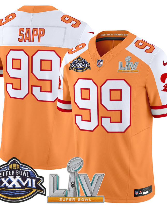 Men's Tampa Bay Buccaneers Super Bowl XXXVII & Super Bowl LV Patch Throwback Vapor Limited Jersey - All Stitched
