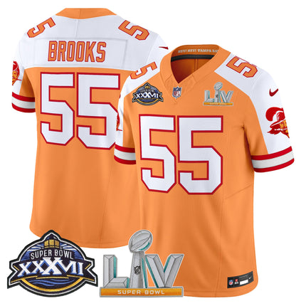 Men's Tampa Bay Buccaneers Super Bowl XXXVII & Super Bowl LV Patch Throwback Vapor Limited Jersey - All Stitched