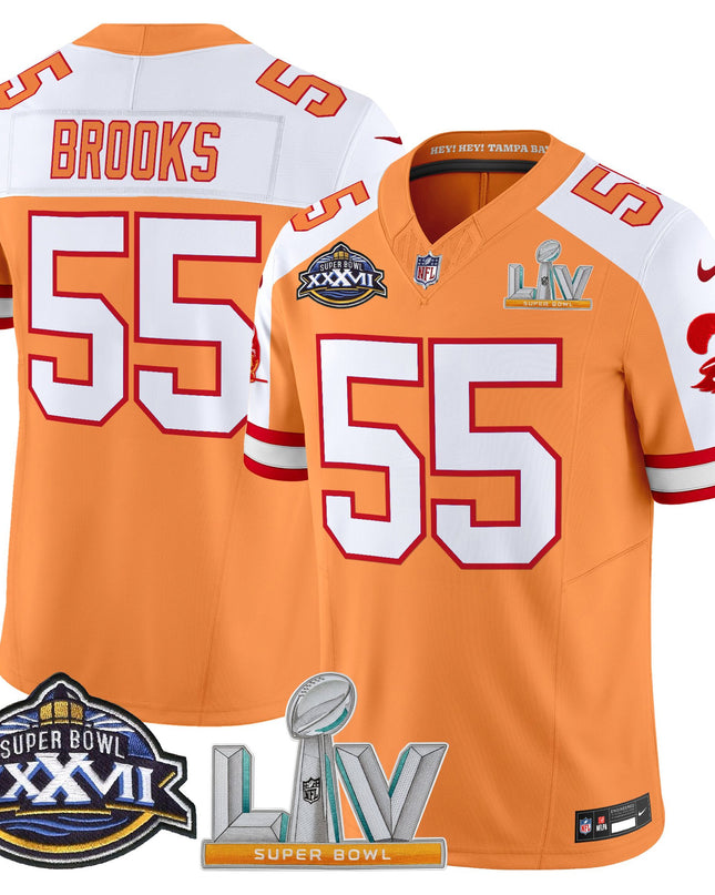 Men's Tampa Bay Buccaneers Super Bowl XXXVII & Super Bowl LV Patch Throwback Vapor Limited Jersey - All Stitched