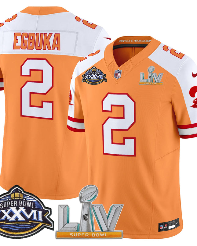 Men's Tampa Bay Buccaneers Super Bowl XXXVII & Super Bowl LV Patch Throwback Vapor Limited Jersey - All Stitched