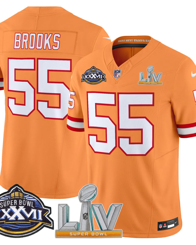 Men's Tampa Bay Buccaneers Super Bowl XXXVII & Super Bowl LV Patch Throwback Vapor Limited Jersey - All Stitched