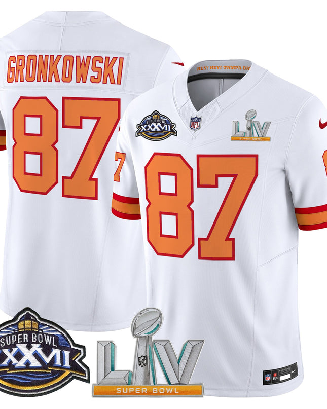 Men's Tampa Bay Buccaneers Super Bowl XXXVII & Super Bowl LV Patch Throwback Vapor Limited Jersey - All Stitched