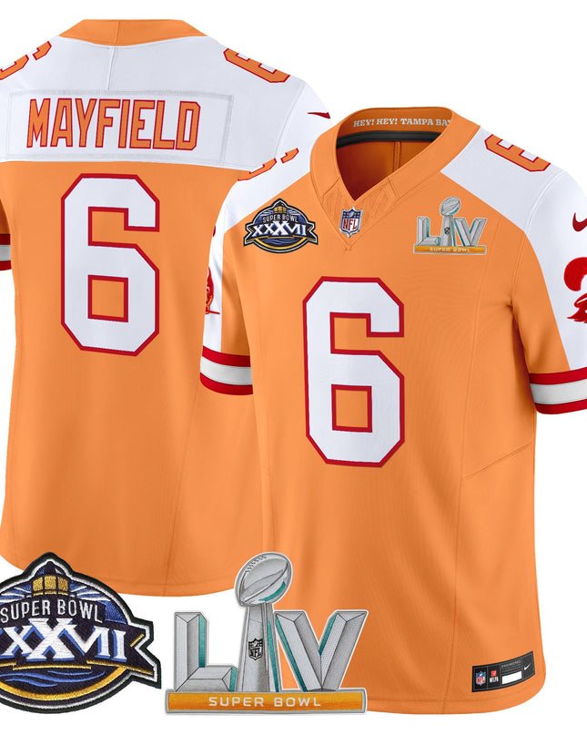 Men's Tampa Bay Buccaneers Super Bowl XXXVII & Super Bowl LV Patch Throwback Vapor Limited Jersey - All Stitched