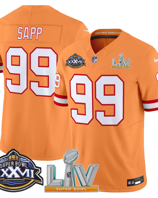 Men's Tampa Bay Buccaneers Super Bowl XXXVII & Super Bowl LV Patch Throwback Vapor Limited Jersey - All Stitched