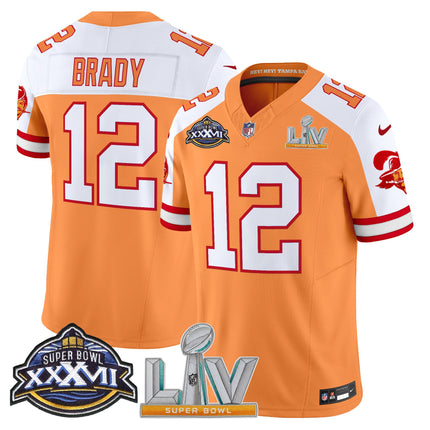 Men's Tampa Bay Buccaneers Super Bowl XXXVII & Super Bowl LV Patch Throwback Vapor Limited Jersey - All Stitched