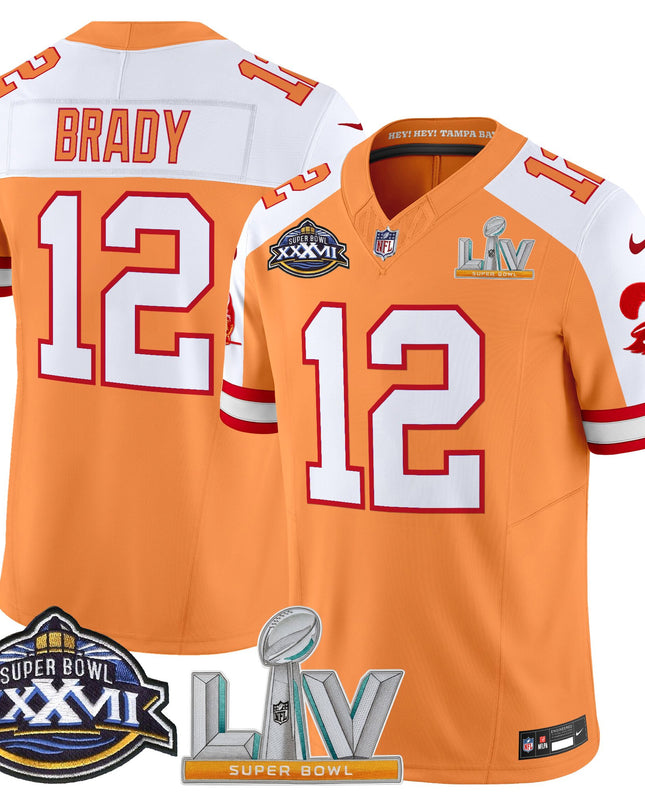 Men's Tampa Bay Buccaneers Super Bowl XXXVII & Super Bowl LV Patch Throwback Vapor Limited Jersey - All Stitched