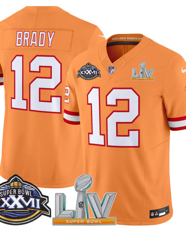 Men's Tampa Bay Buccaneers Super Bowl XXXVII & Super Bowl LV Patch Throwback Vapor Limited Jersey - All Stitched