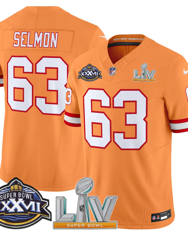 Men's Tampa Bay Buccaneers Super Bowl XXXVII & Super Bowl LV Patch Throwback Vapor Limited Jersey - All Stitched