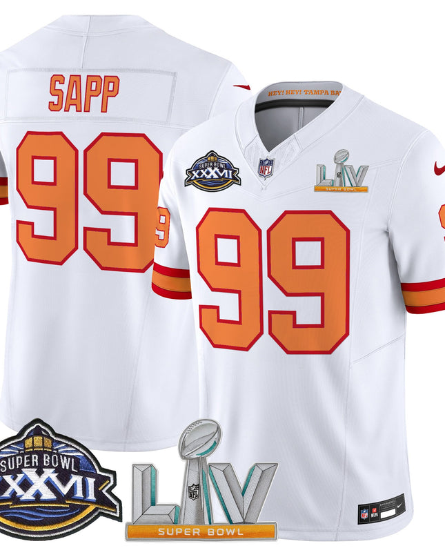 Men's Tampa Bay Buccaneers Super Bowl XXXVII & Super Bowl LV Patch Throwback Vapor Limited Jersey - All Stitched