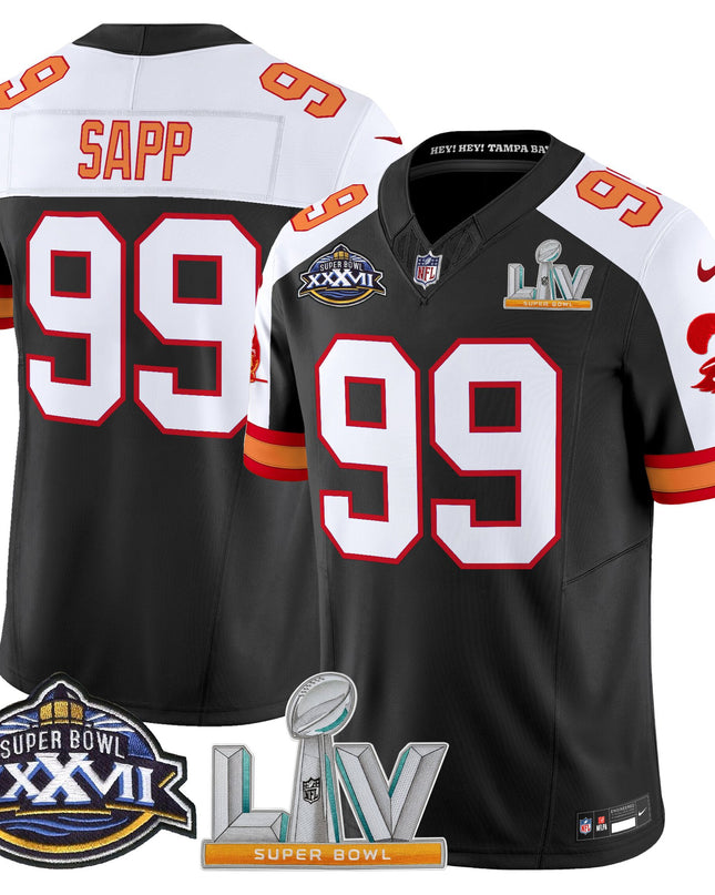 Men's Tampa Bay Buccaneers Super Bowl XXXVII & Super Bowl LV Patch Throwback Vapor Limited Jersey - All Stitched