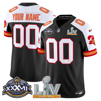 Tampa Bay Buccaneers Super Bowl XXXVII & Super Bowl LV Patch Throwback Vapor Limited Custom Jersey - All Stitched