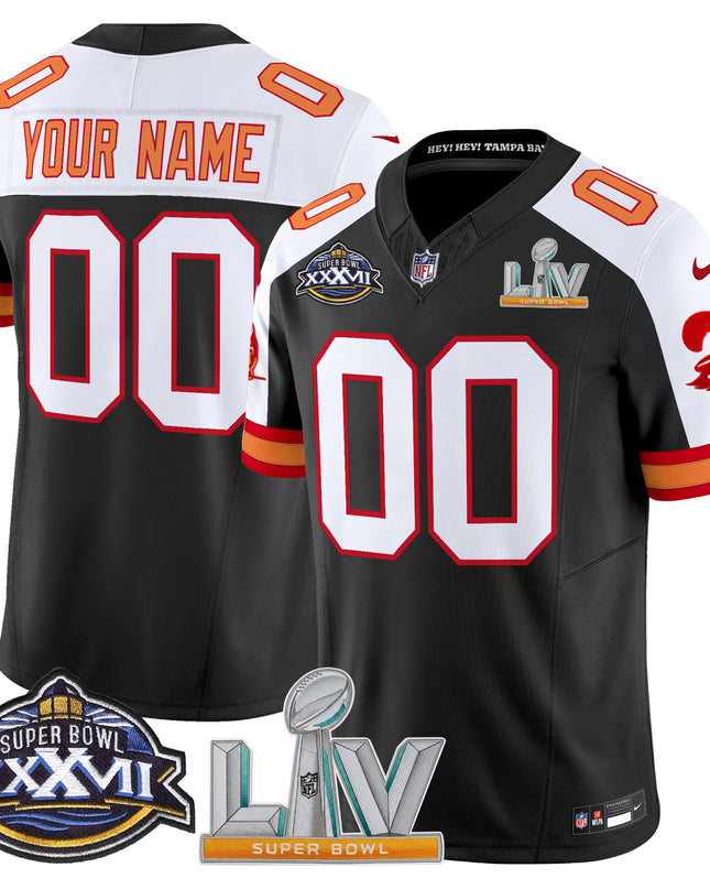 Tampa Bay Buccaneers Super Bowl XXXVII & Super Bowl LV Patch Throwback Vapor Limited Custom Jersey - All Stitched