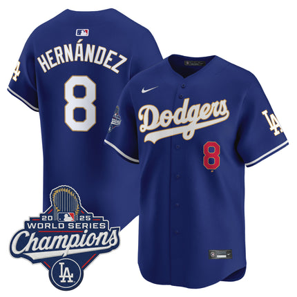 Men's Dodgers 2025 World Series Champions Patch Gold Trim Vapor Premier Limited Jersey - All Stitched