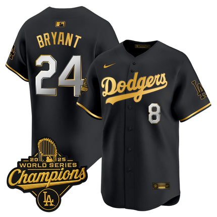 Men's Dodgers 2025 World Series Champions Patch Gold Trim Vapor Premier Limited Jersey - All Stitched