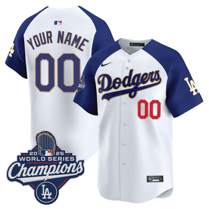 Dodgers 2025 World Series Champions Patch Gold Trim Vapor Premier Limited Custom Jersey - All Stitched