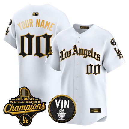 Dodgers 2025 World Series Champions Vapor Premier Limited Custom Jersey - LA Gothic Edition - All Stitched