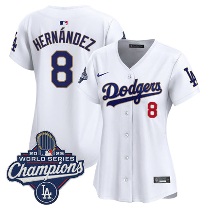 Women's Dodgers 2025 World Series Champions Patch Gold Trim Vapor Premier Limited Jersey - All Stitched