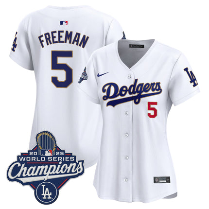 Women's Dodgers 2025 World Series Champions Patch Gold Trim Vapor Premier Limited Jersey - All Stitched