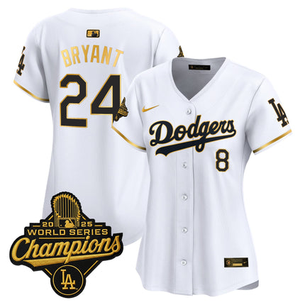Women's Dodgers 2025 World Series Champions Patch Gold Trim Vapor Premier Limited Jersey - All Stitched