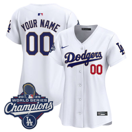 Dodgers 2025 World Series Champions Patch Gold Trim Vapor Premier Limited Custom Jersey - All Stitched