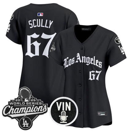 Women's Dodgers 2025 World Series Champions Vapor Premier Limited Jersey - LA Gothic Edition - All Stitched