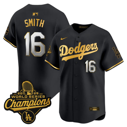 Men's Dodgers 2025 World Series Champions Patch Gold Trim Vapor Premier Limited Jersey - All Stitched