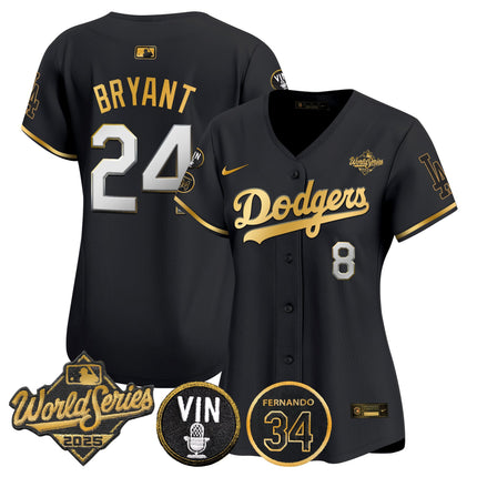 Women's Dodgers 2025 World Series Vapor Premier Limited Jersey - Vin Scully & Fernando Patch - All Stitched