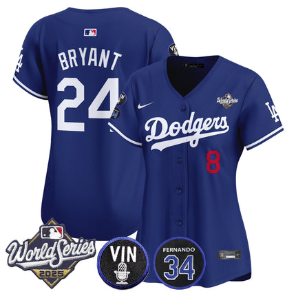 Women's Dodgers 2025 World Series Vapor Premier Limited Jersey - Vin Scully & Fernando Patch - All Stitched