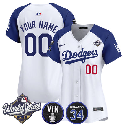 Dodgers 2025 World Series Vapor Premier Limited Custom Jersey - Vin Scully & Fernando Patch - All Stitched