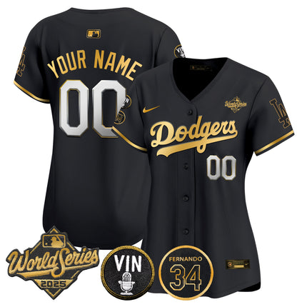 Dodgers 2025 World Series Vapor Premier Limited Custom Jersey - Vin Scully & Fernando Patch - All Stitched