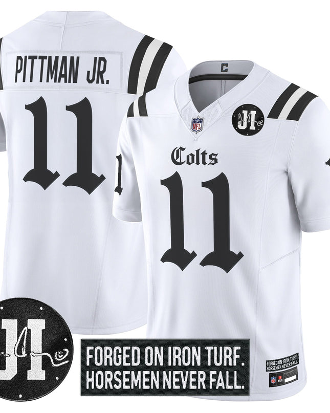 Men's Indianapolis Colts 2025 'Gothic Iron Hoof Edition' Vapor Limited Jersey - Jim Irsay Patch - All Stitched